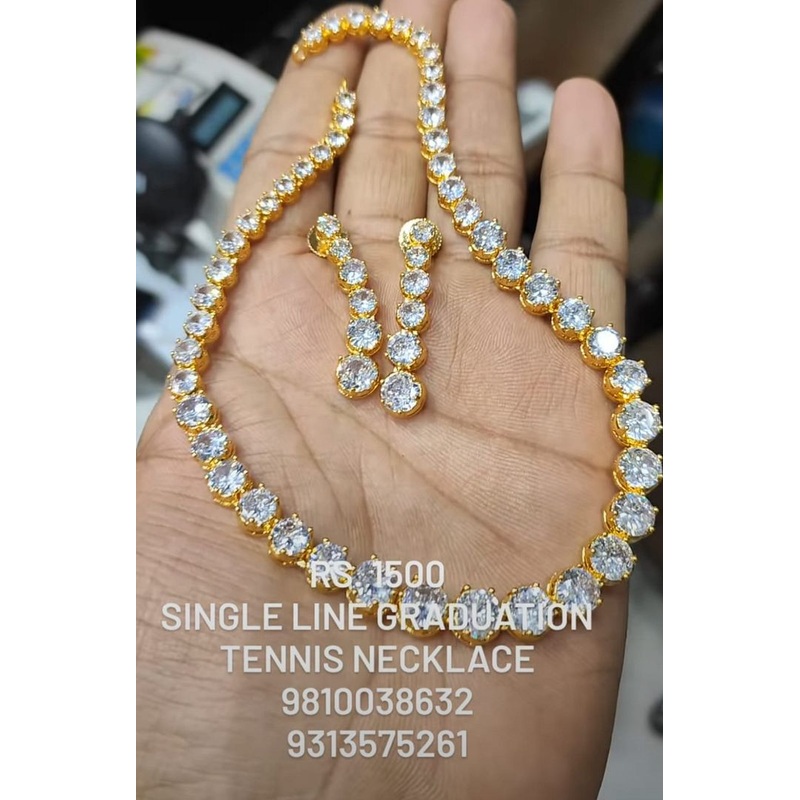 Zircon Necklace In Clear Colour And Two Tone Plating By  NKWA0175