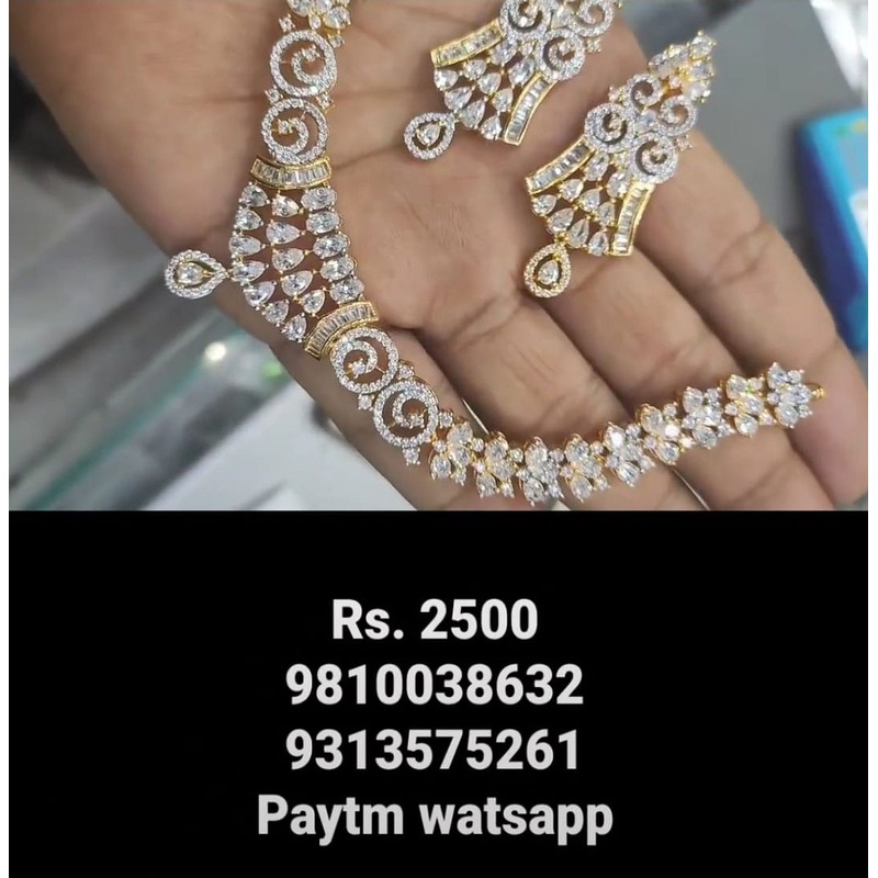 Zircon Necklace In Clear Colour And Two Tone Plating By  NKWA0218