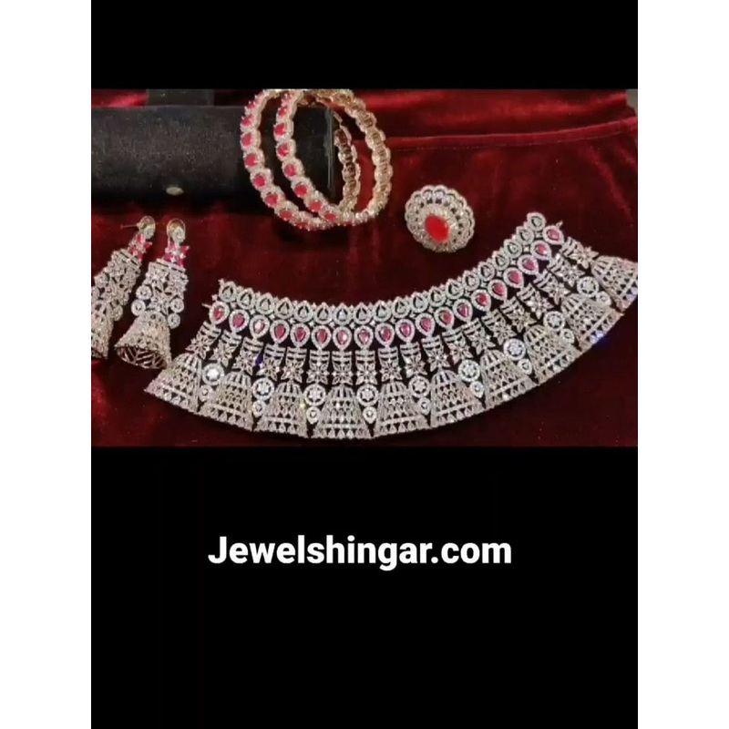 Zircon Necklace In Ruby Colour And Rose Gold Plating By  NKWA0126
