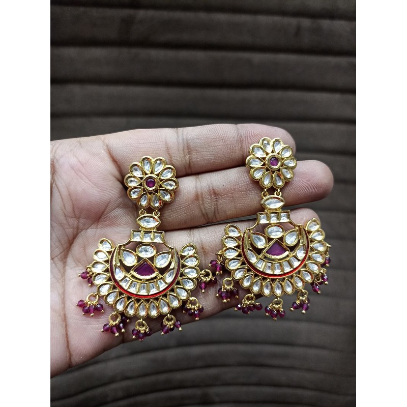 Fine Polki Kundan Earrings By  PKE80035