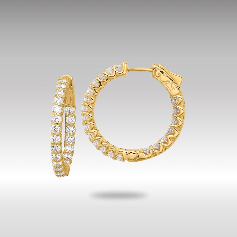 Gold 2.1ct 42-2.3mm In/Out Hoop with Safety Clasp Diamond Earrings – Model XE3269AA