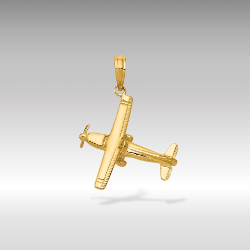 Gold 3D High-Wing Airplane Pendant