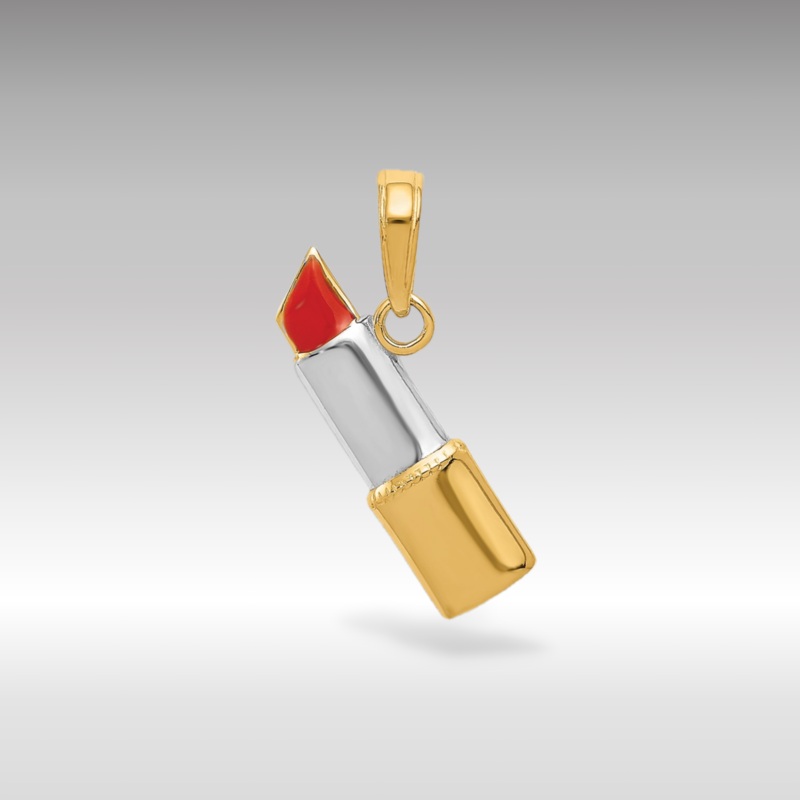 Gold and Rhodium Enameled Lipstick Pendant