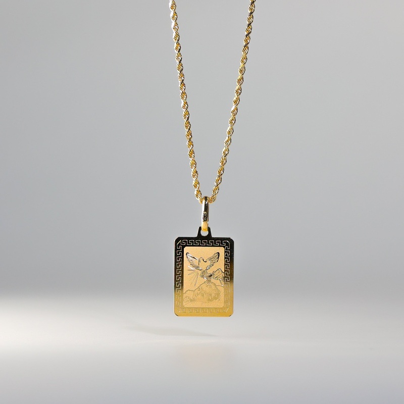 Gold Boy Baptism Enamel Rectangular Pendant – Model 1275