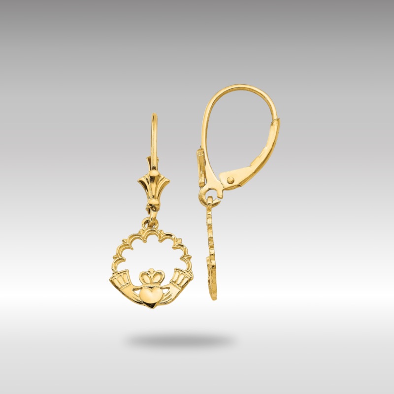 Gold Claddagh in Circle Leverback Earrings Model-K4525