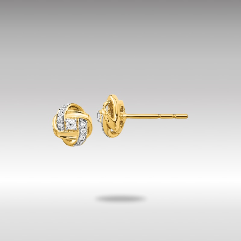 Gold Diamond Knot Post Earrings – Model EM5508-013-YA