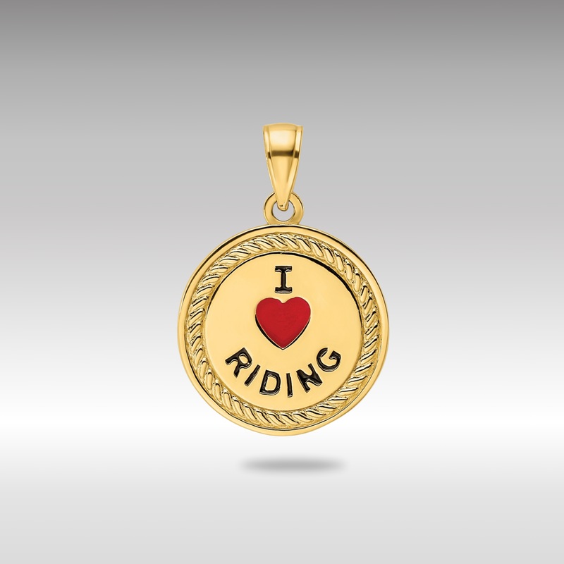 Gold “I Heart Horses/I Heart Riding” Reversible Pendant – Model K9802