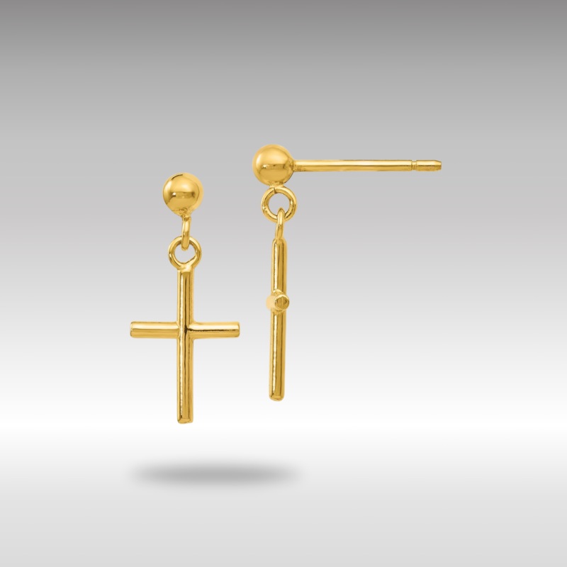 Gold Leslie’s 14K Polished Dangle Cross Post Drop Earrings Model-LE1722