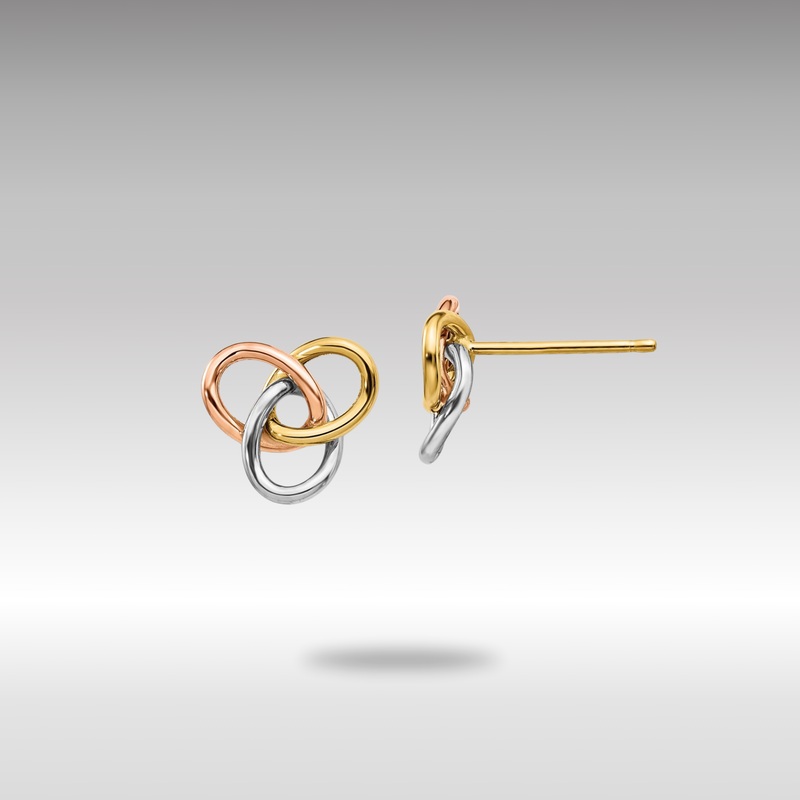 Gold Leslie’s Tri-color Polished Rings Post Earrings – Model LE1827