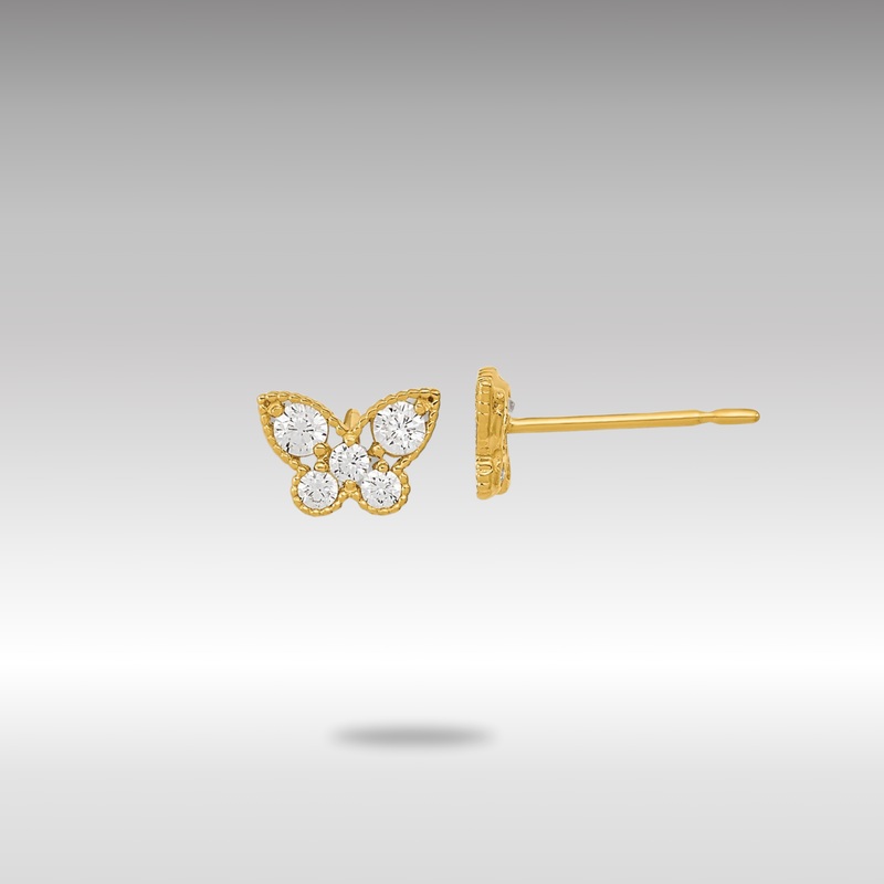 Gold Madi K Kids CZ Butterfly Post Earrings – Model GK944