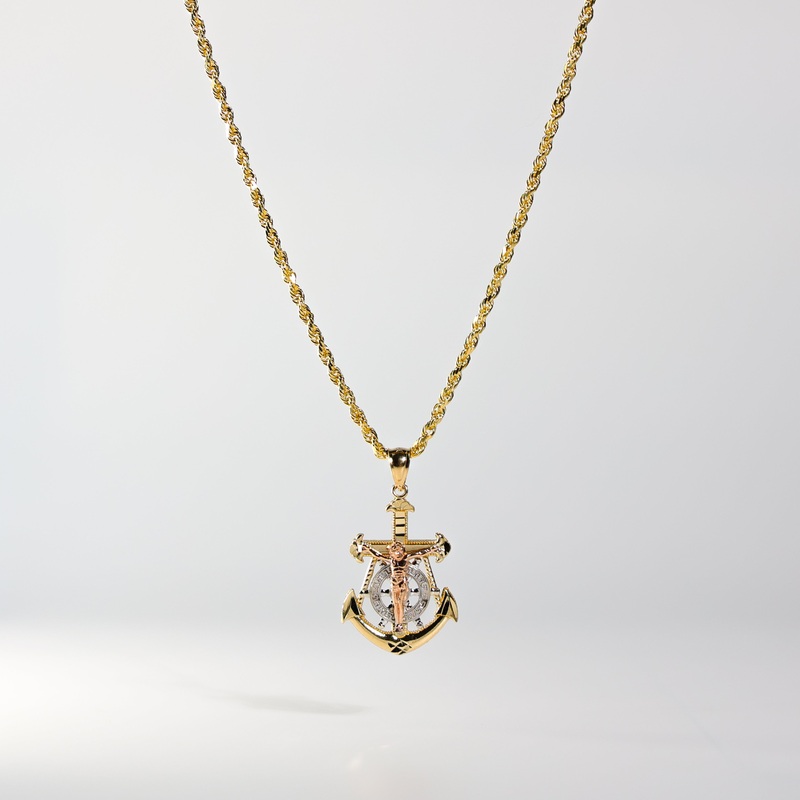 Gold Medium Mariner Crucifix Anchor Pendant – Model 0112