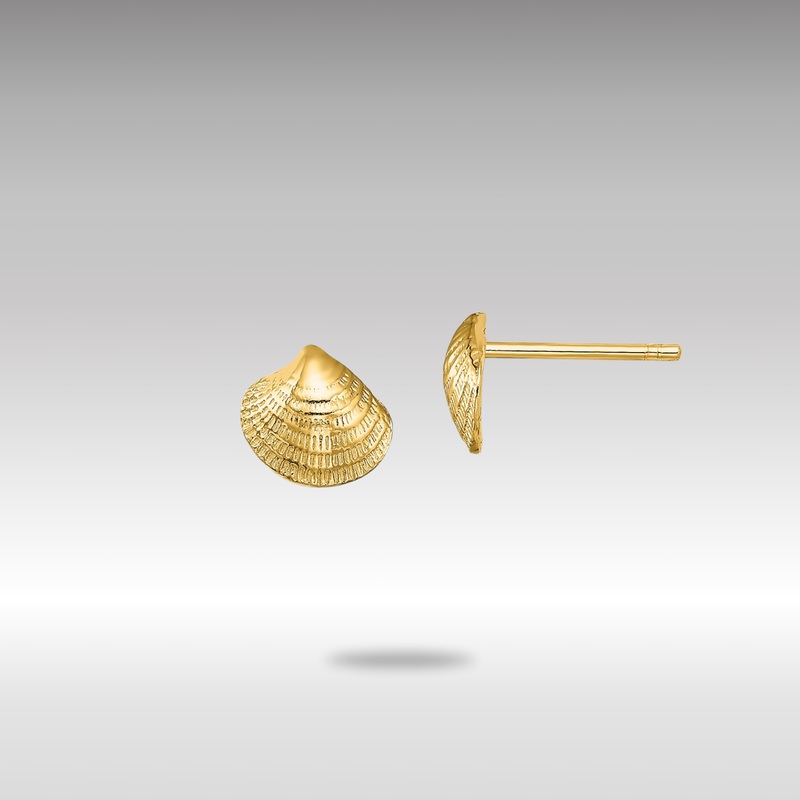 Gold Mini Clam Shell Post Earrings – Model TE801