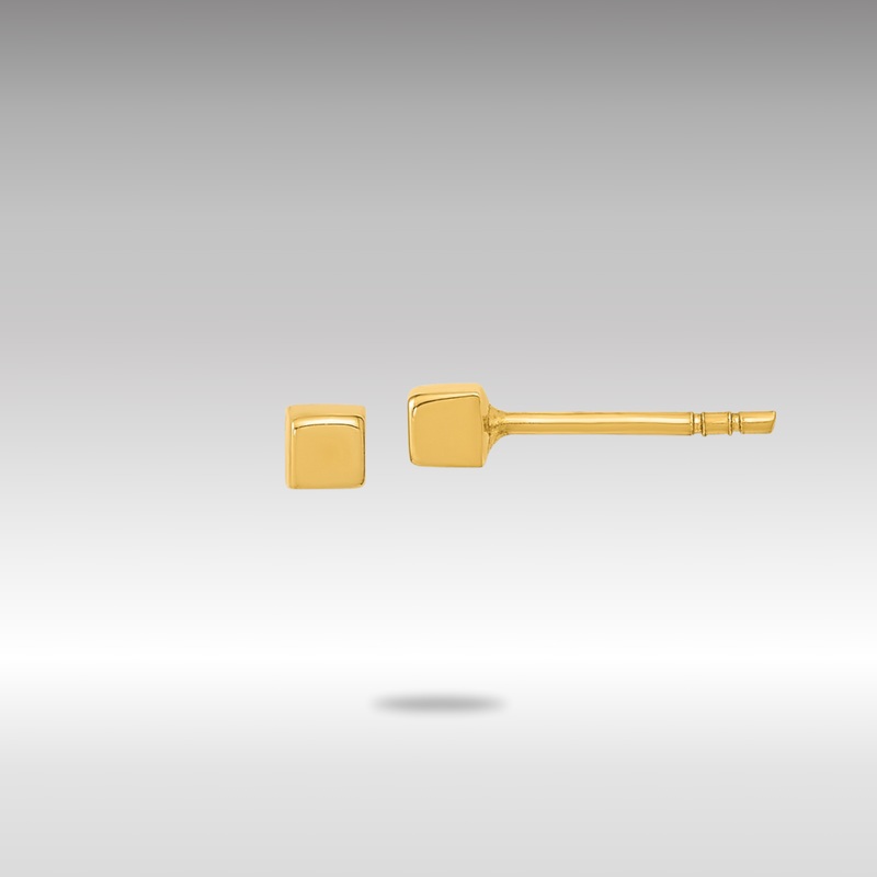 Gold Polished Cube Post Earrings – Model YE1944