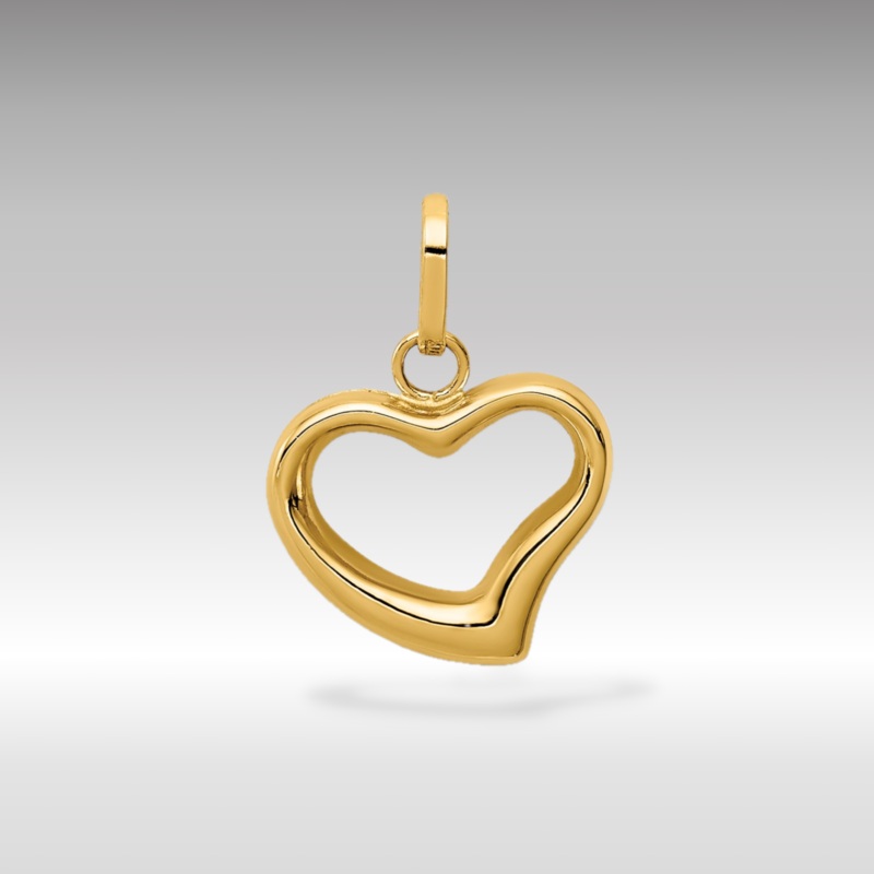 Gold Polished Cut-Out Puffed Heart Pendant – Model YC1388