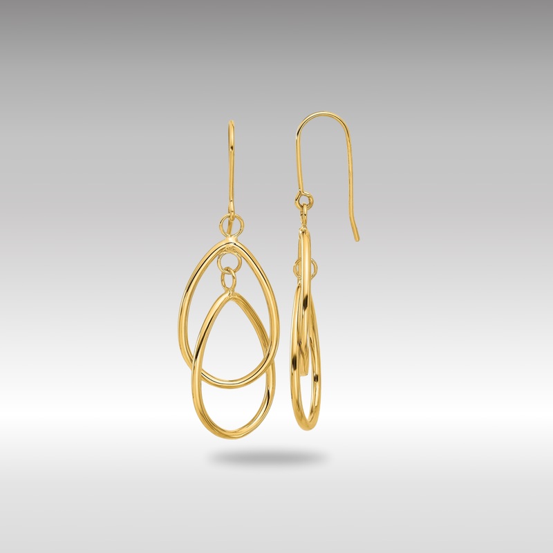 Gold Polished Double Circle Dangle Wire Earrings – Model TE359