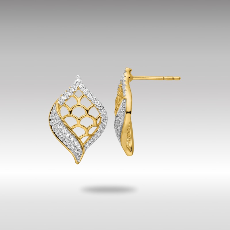 Gold Polished Fancy Diamond Post Earrings – Model EM8528-025-YA