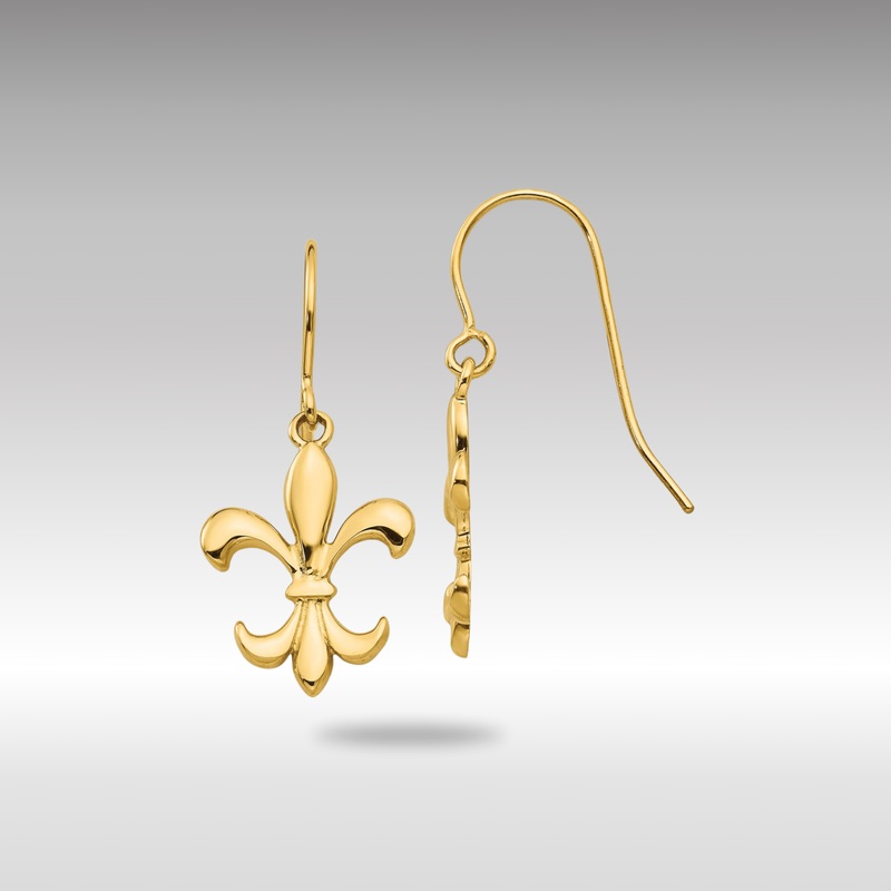 Gold Polished Fleur de lis Dangle Earrings – Model TM791