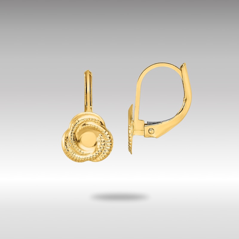 Gold Polished Love Knot Leverback Earrings – Model YE1942