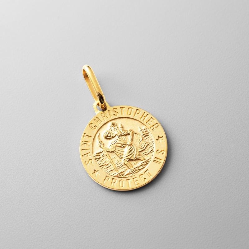 Gold St. Christopher Small Solid Medal Pendant – Model 267