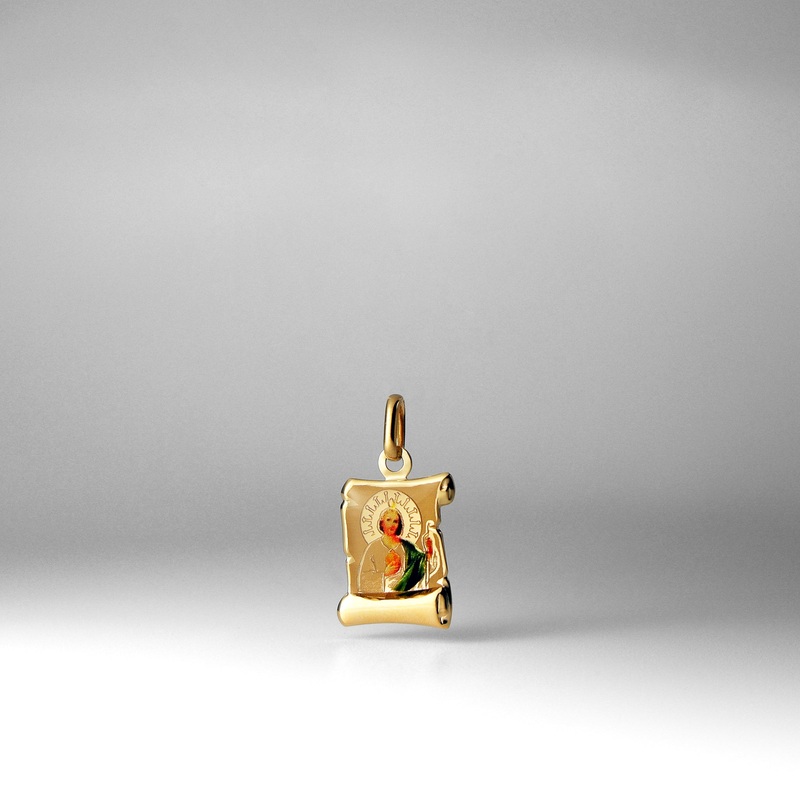 Gold St. Jude Enamel Plate Pendant – Model 0169