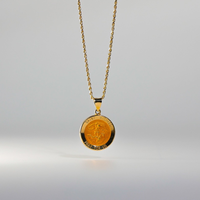 Gold St. Michael Hollow Medal Pendant – Model 1244