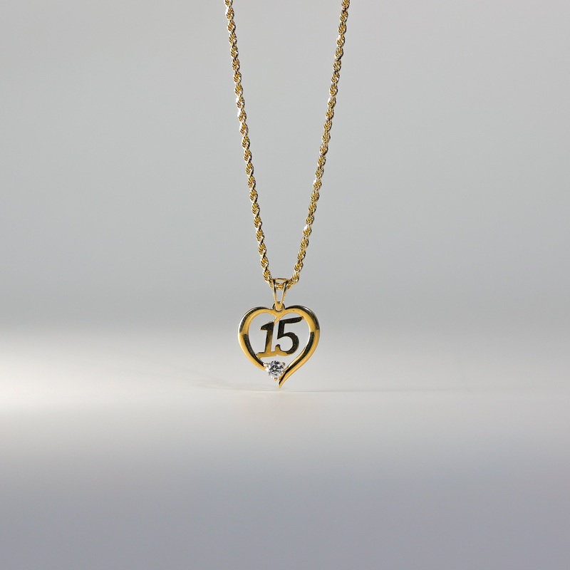 Gold Sweet 15 Years Pendant With Cubic Zirconia – Model 719