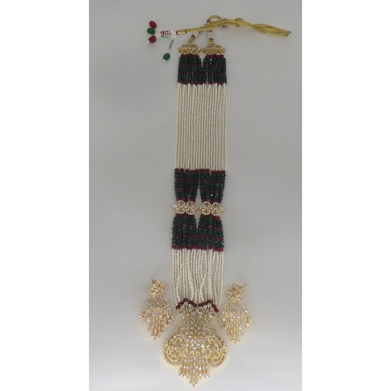 Jewelshingar Jewellery Fine Antique Polki Kundan Gold Plated Multi Colour Necklace For Women ( 62955NAD )