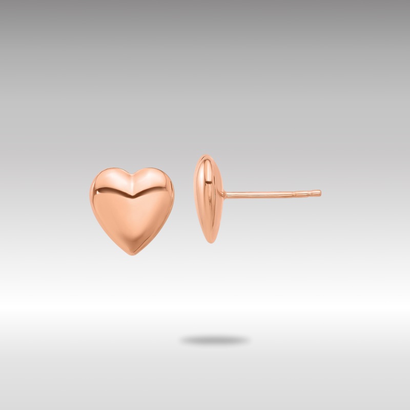 Rose Gold Polished Puffed Heart Post Earrings – Model TF2360R