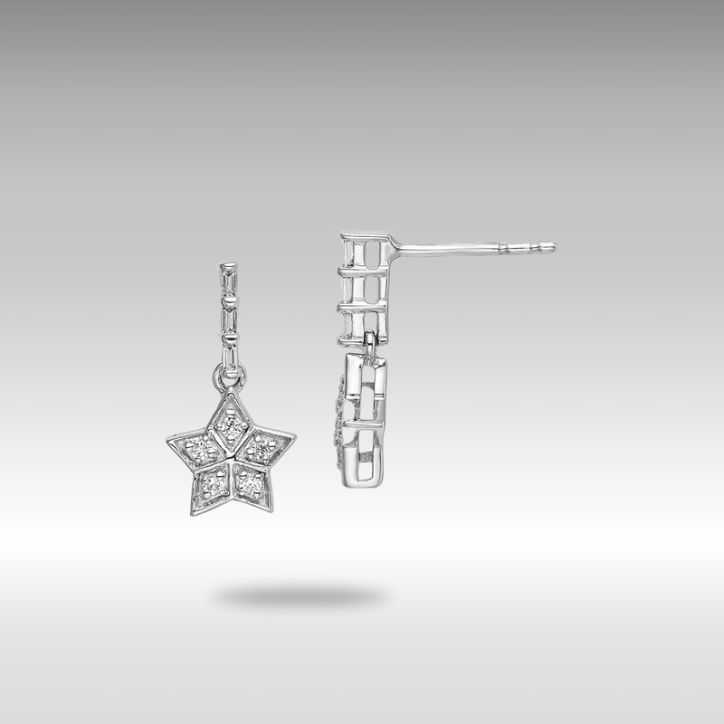 White Gold Diamond Star Dangle Earrings – Model EM6610-016-WA