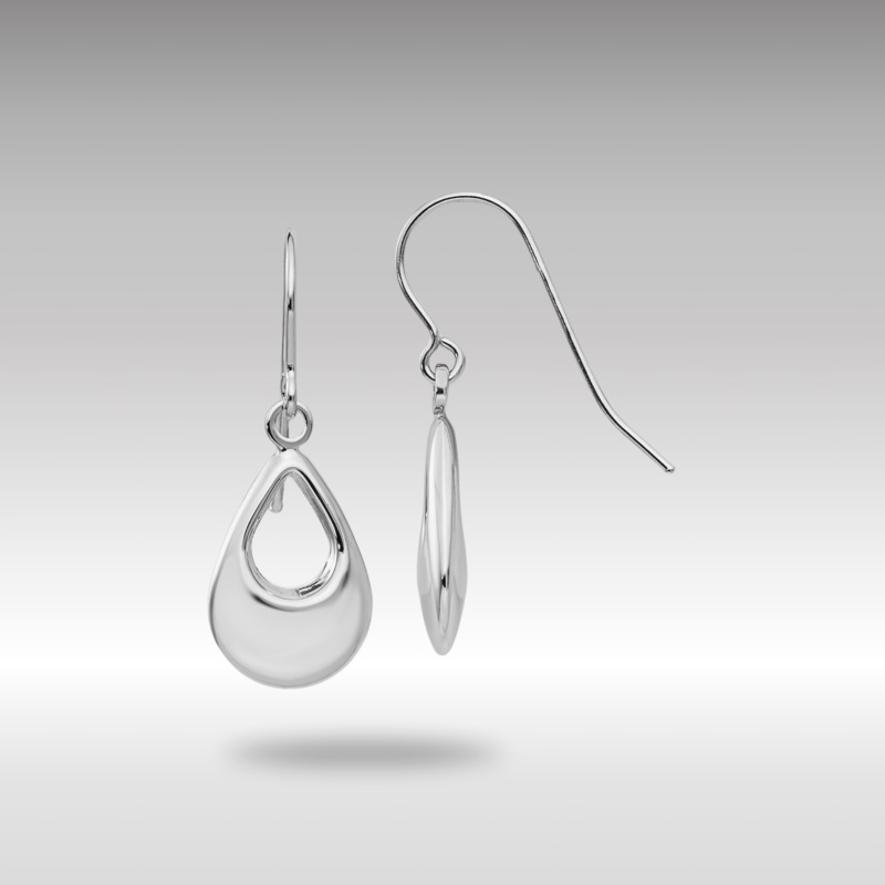 White Gold Teardrop Hollow Dangle Earrings Model-TL846