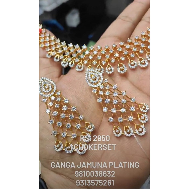 Zircon Necklace In Clear Colour And Two Tone Plating By  NKWA0203