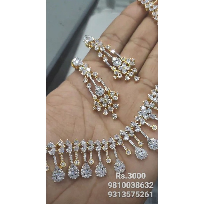 Zircon Necklace In Clear Colour And Two Tone Plating By  NKWA0217