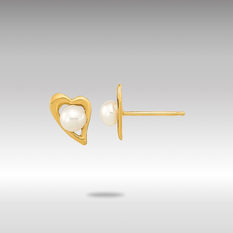 Gold 3-4mm White Button Freshwater Cultured Pearl Post Earrings – Model XF601E