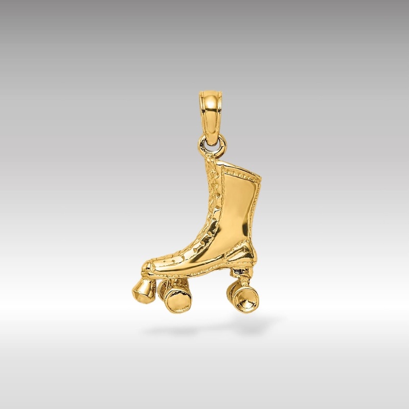 Gold 3D Roller Skate Pendant – Model C3550