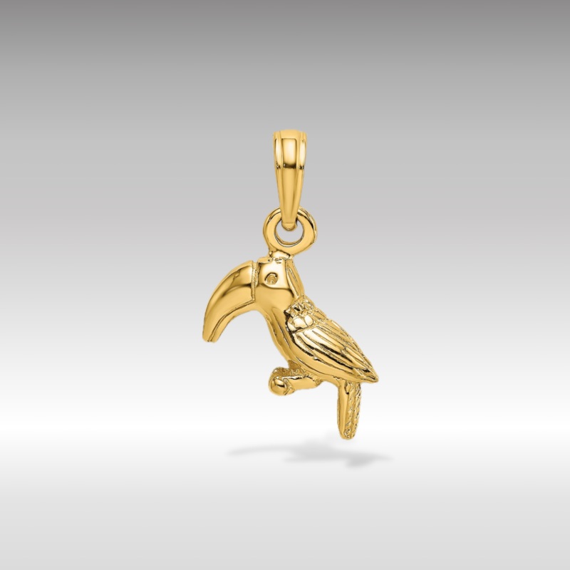 Gold 3D Textured/Polished Toucan Bird Pendant