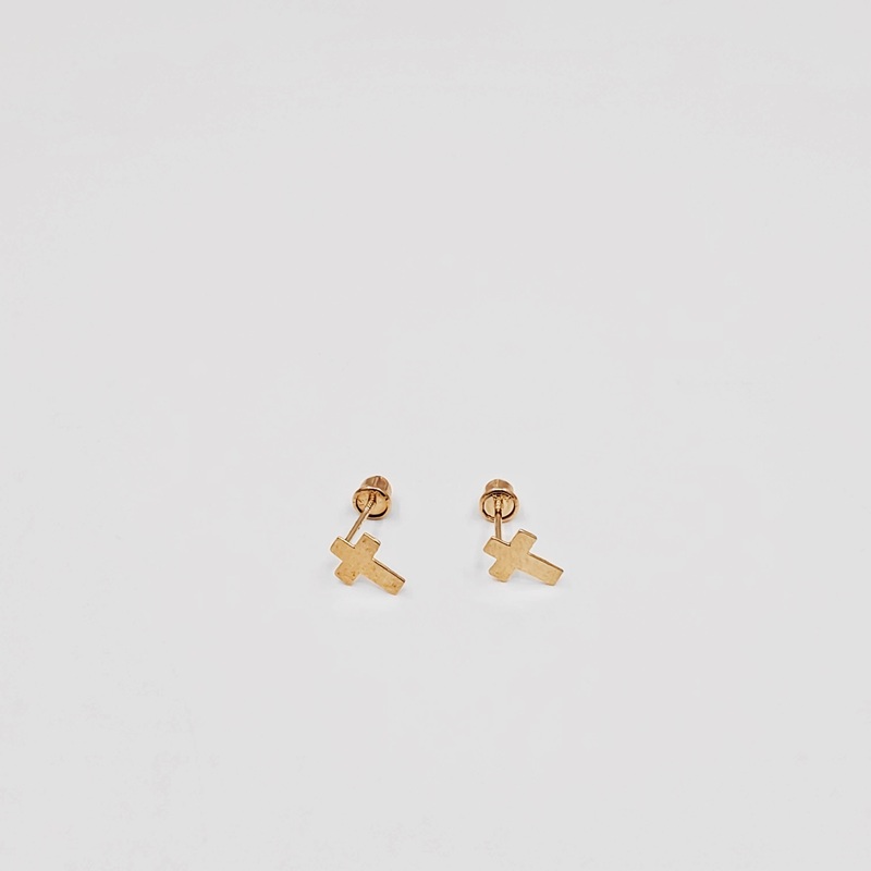 Gold Cross Stud Earrings