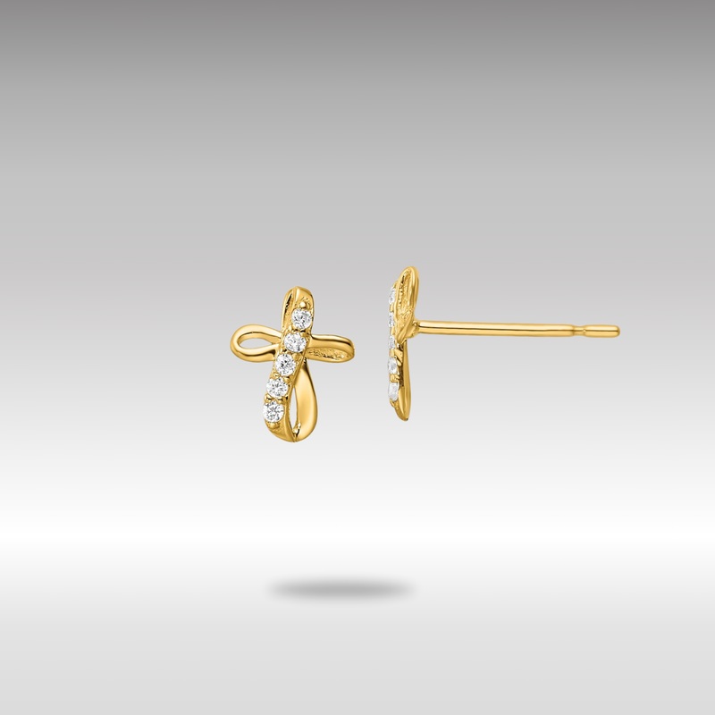 Gold CZ Cross Post Earrings – Model YE2123