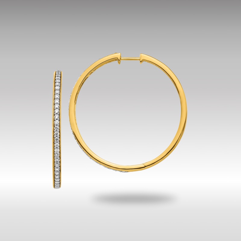 Gold Diamond Hinged Hoop Earrings – Model EM4268-075-YA