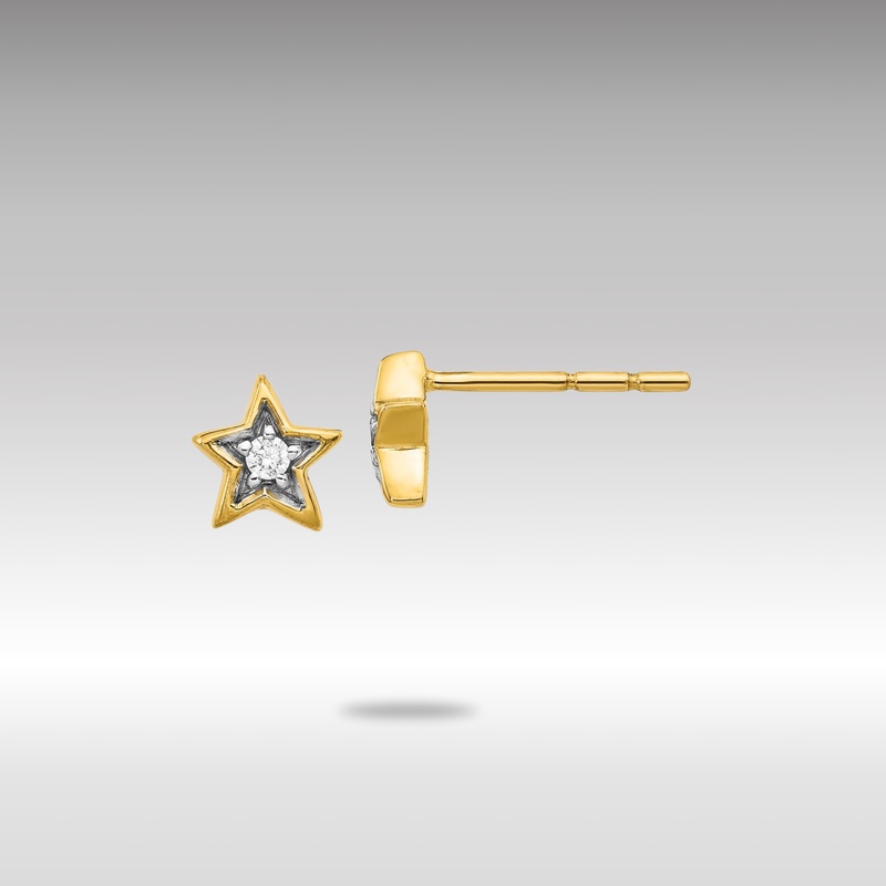 Gold Diamond Star Post Earrings – Model EM5510-005-YA