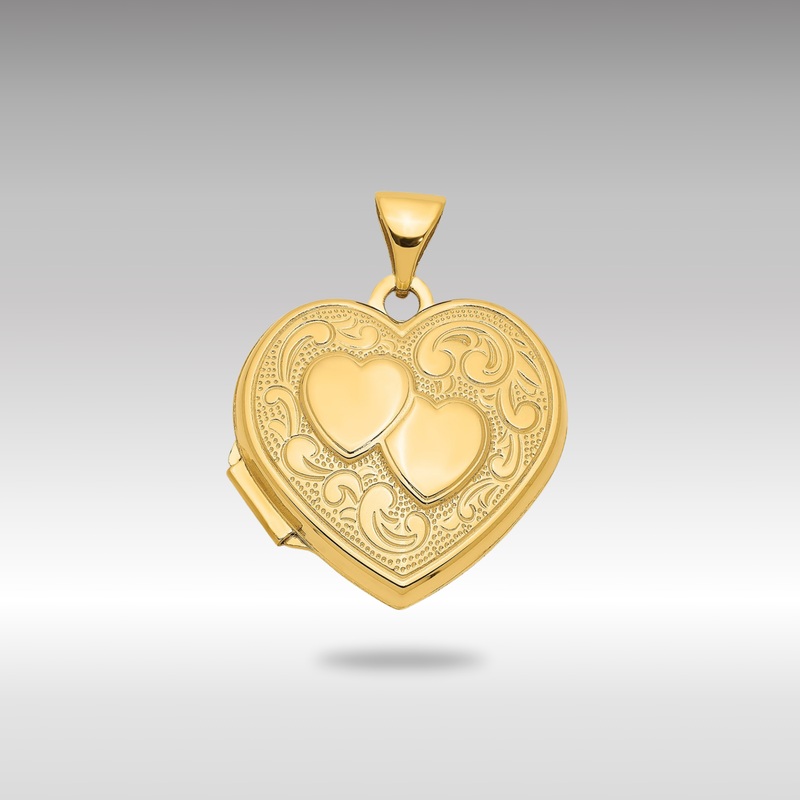 Gold Double Heart Locket Pendant – Model XL78