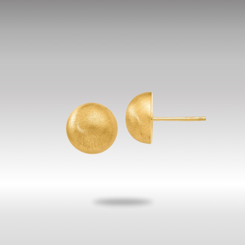 Gold Hollow Satin 10.50mm Half Ball Post Earrings – Model Z1204