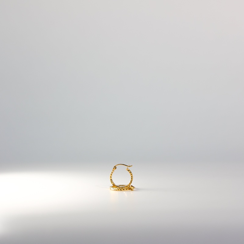 Gold Huggie Hoop Earrings Diamond Cut 15MM Width – Model 559