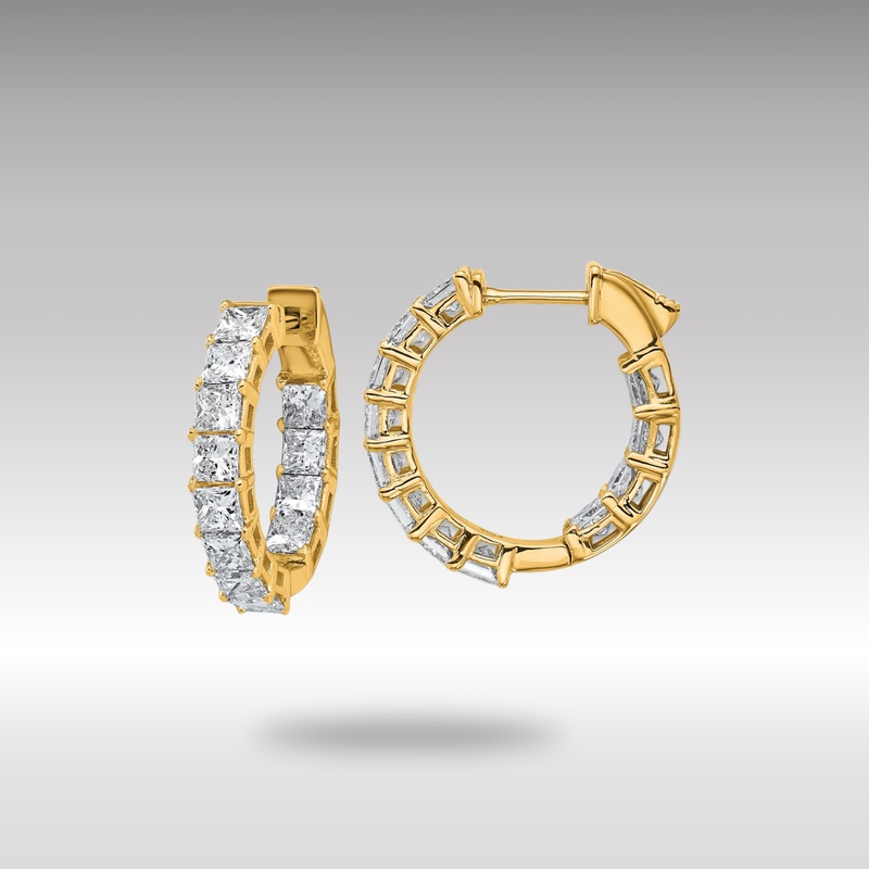 Gold Inside/Outside Lab Grown VS/SI FGH Princess Diamond Hoop Earrings – Model EM10707-LG
