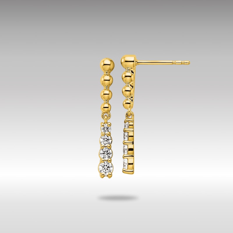 Gold Lab Grown Diamond VS/SI FGH Beaded Bar Post Dangle Earrings – Model EM9125-032-YLG
