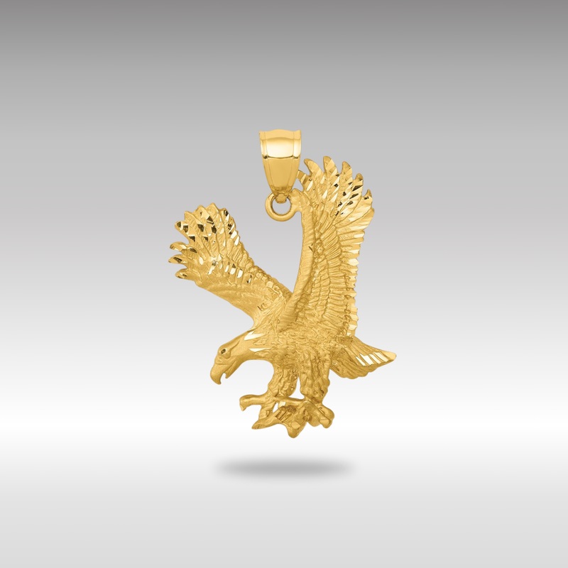 Gold Large Satin Diamond-cut Eagle Pendant – Model K6001