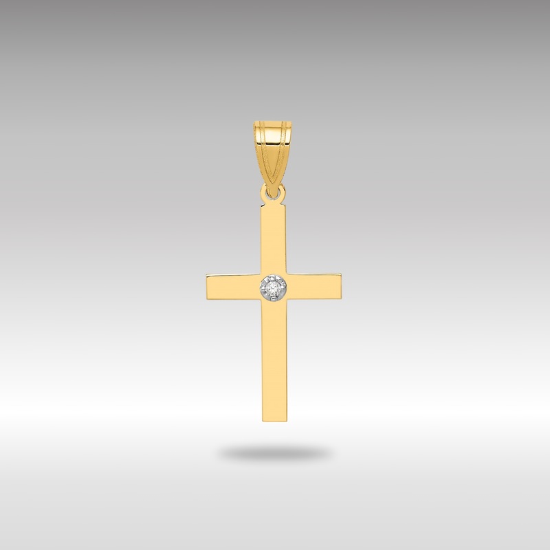 Gold Polished .01ct. Diamond Cross Pendant – Model XR775