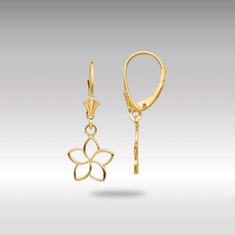 Gold Polished Cut Out Flower Leverback Earrings – Model TM757