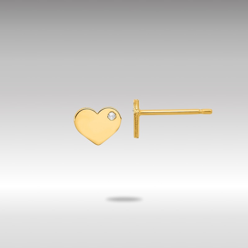Gold Polished CZ Heart Post Earrings – Model YE2042