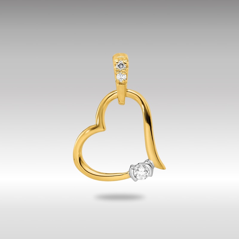 Gold Polished Heart Diamond Pendant – Model PM8548-005-YA