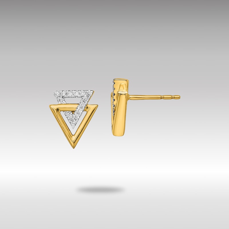 Gold Polished Triangle Diamond Post Earrings – Model EM6832-009-YA